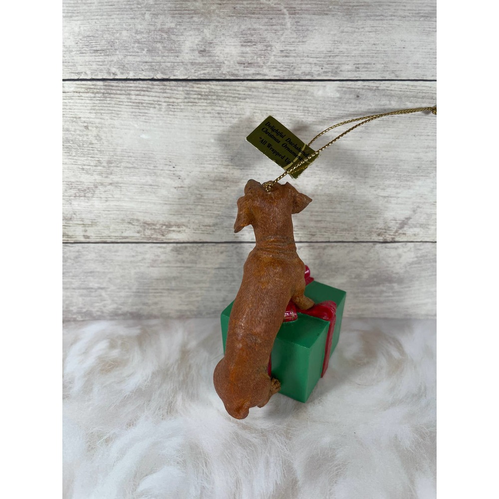 Danbury Mint Delightful Dachshunds Christmas‎ Ornament All Wrapped Up - Picture 4 of 5